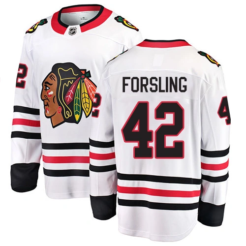 Chicago Blackhawks #42 Gustav Forsling White Away Branded Breakaway Authentic Jersey
