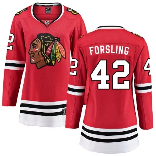 Women's Chicago Blackhawks #42 Gustav Forsling Red Home Branded Breakaway Authentic Jersey