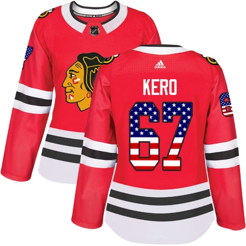Women's Chicago Blackhawks #67 Tanner Kero USA Flag Fashion Red Authentic Jersey Women's Chicago Blackhawks #67 Tanner Kero USA Flag Fashion Red Authentic Jersey