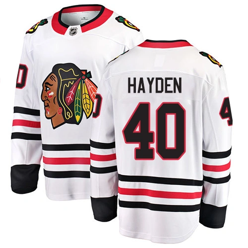 Chicago Blackhawks #40 John Hayden White Away Branded Breakaway Authentic Jersey