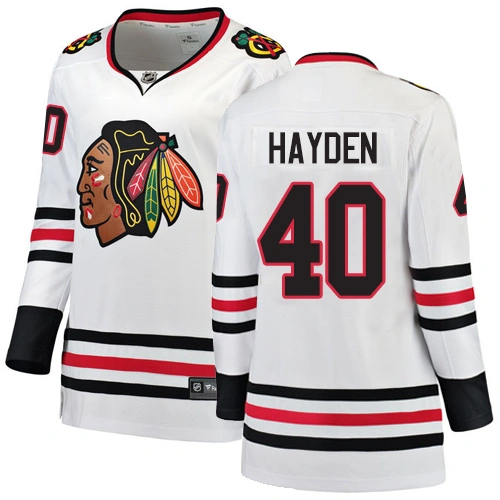 Women's Chicago Blackhawks #40 John Hayden Away Branded Breakaway White Authentic Jersey
