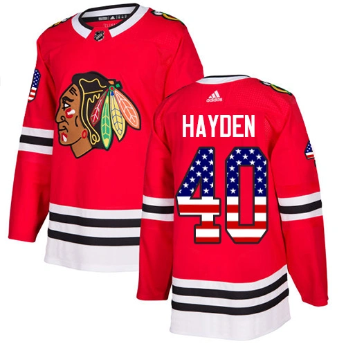 Youth Chicago Blackhawks #40 John Hayden USA Flag Fashion Red Authentic Jersey