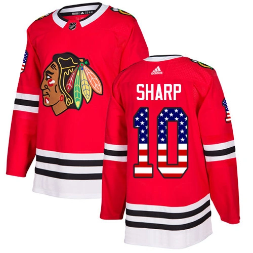 Chicago Blackhawks #10 Patrick Sharp USA Flag Fashion Red Authentic Jersey