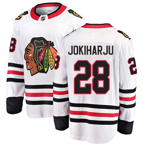 Youth Chicago Blackhawks #28 Henri Jokiharju White Away Branded Breakaway Authentic Jersey