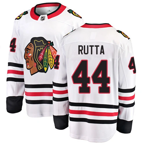 Youth Chicago Blackhawks #44 Jan Rutta White Away Branded Breakaway Authentic Jersey