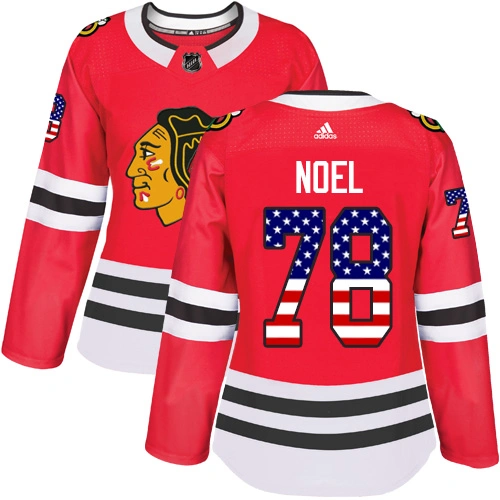 Women's Chicago Blackhawks #78 Nathan Noel USA Flag Fashion Red Authentic Jersey