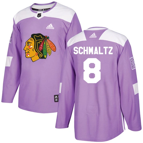 Youth Chicago Blackhawks #8 Nick Schmaltz Fights Cancer Practice Purple Authentic Jersey