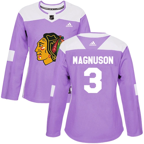 Women's Chicago Blackhawks #3 Keith Magnuson Fights Cancer Practice Purple Authentic Jersey Women's Chicago Blackhawks #3 Keith Magnuson Fights Cancer Practice Purple Authentic Jersey