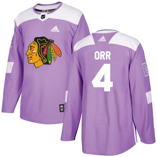 Youth Chicago Blackhawks #4 Bobby Orr Fights Cancer Practice Purple Authentic Jersey