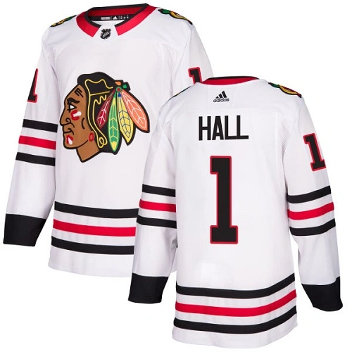 Chicago Blackhawks #1 Glenn Hall Away White Authentic Jersey