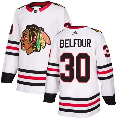 Chicago Blackhawks #30 ED Belfour Away White Authentic Jersey