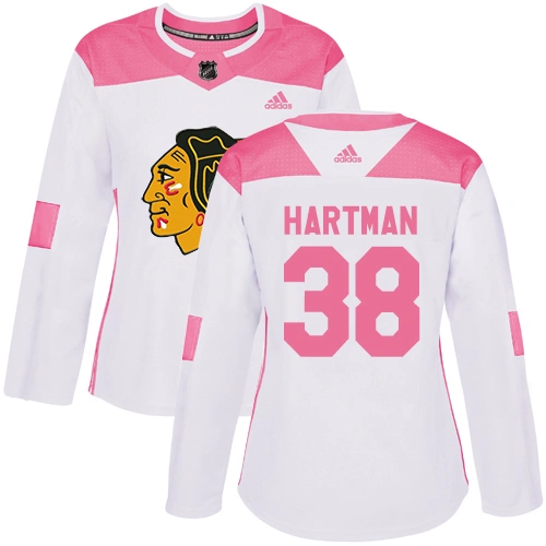 Women's Chicago Blackhawks #38 Ryan Hartman Pink-White Fashion Authentic Jersey
