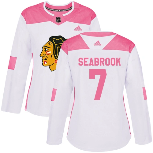 Women's Chicago Blackhawks #7 Brent Seabrook Pink-White Fashion Authentic Jersey