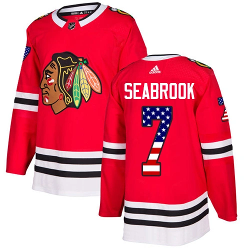 Youth Chicago Blackhawks #7 Brent Seabrook USA Flag Fashion Red Authentic Jersey