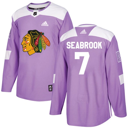 Youth Chicago Blackhawks #7 Brent Seabrook Fights Cancer Practice Purple Authentic Jersey