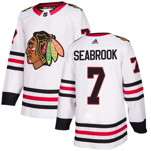 Youth Chicago Blackhawks #7 Brent Seabrook Away White Authentic Jersey