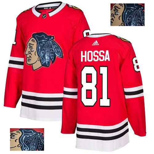 Chicago Blackhawks #81 Marian Hossa Black Indians-Face Red Authentic Jersey