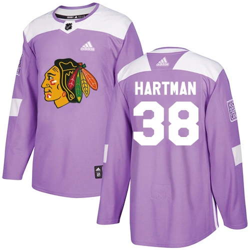 Chicago Blackhawks #38 Ryan Hartman Fights Cancer Practice Purple Authentic Jersey