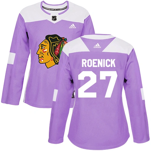 Women's Chicago Blackhawks #27 Jeremy Roenick Fights Cancer Practice Purple Authentic Jersey