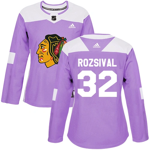 Women's Chicago Blackhawks #32 Michal Rozsival Fights Cancer Practice Purple Authentic Jersey