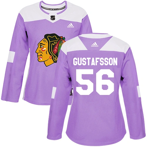 Women's Chicago Blackhawks #56 Erik Gustafsson Fights Cancer Practice Purple Authentic Jersey Women's Chicago Blackhawks #56 Erik Gustafsson Fights Cancer Practice Purple Authentic Jersey