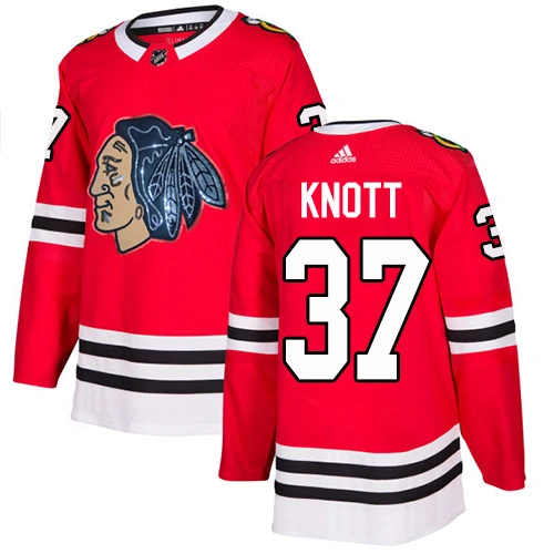 Chicago Blackhawks #37 Graham Knott Black Indians-Face Red Authentic Jersey