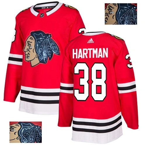 Chicago Blackhawks #38 Ryan Hartman Black Indians-Face Red Authentic Jersey
