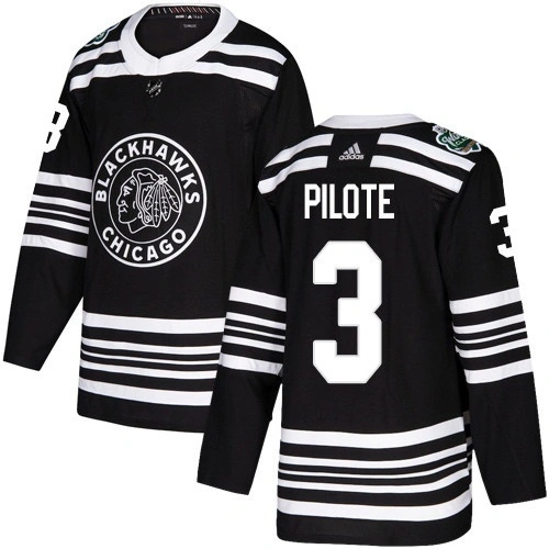 Chicago Blackhawks #3 Pierre Pilote Black Authentic 2019 Winter Classic Stitched Jersey