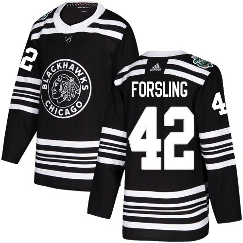 Chicago Blackhawks #42 Gustav Forsling Black Authentic 2019 Winter Classic Stitched Jersey
