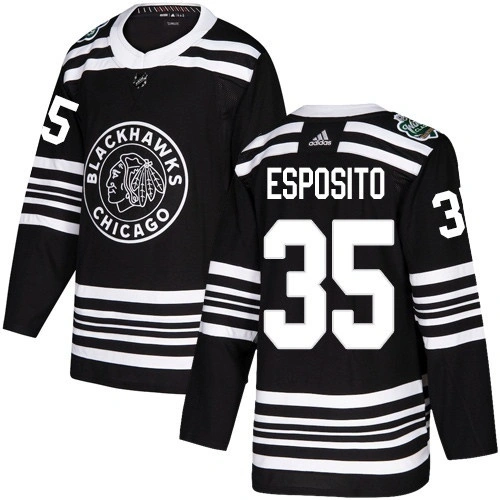 Youth Chicago Blackhawks #35 Tony Esposito Black Authentic 2019 Winter Classic Stitched Jersey
