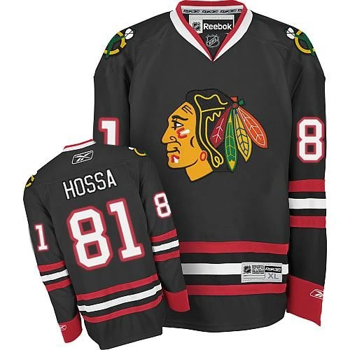 Kid's Chicago Blackhawks #81 Marian Hossa Premier Black Third Reebok Jersey