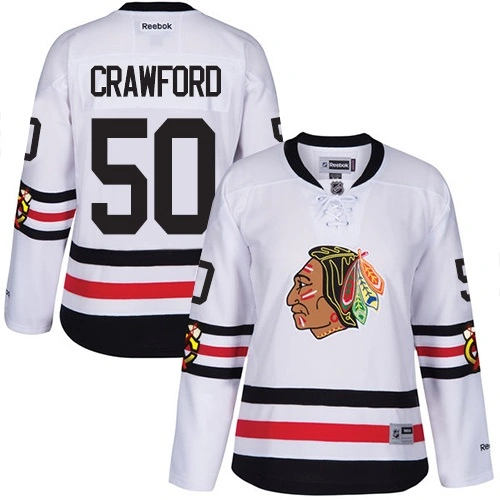 Women's Chicago Blackhawks #50 Corey Crawford Premier White 2017 Winter Classic Reebok Jersey