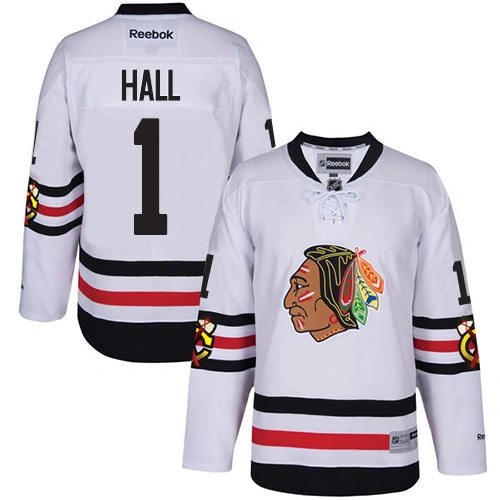Chicago Blackhawks #1 Glenn Hall Premier White 2017 Winter Classic Reebok Jersey