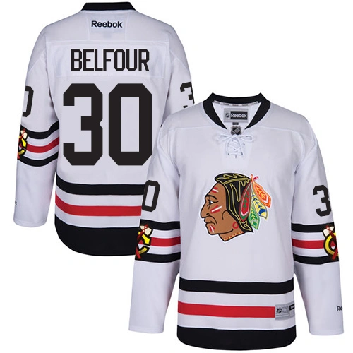 Chicago Blackhawks #30 ED Belfour Premier White 2017 Winter Classic Reebok Jersey