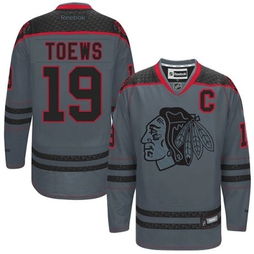 Chicago Blackhawks #19 Jonathan Toews Premier Charcoal Cross Check Fashion Reebok Jersey