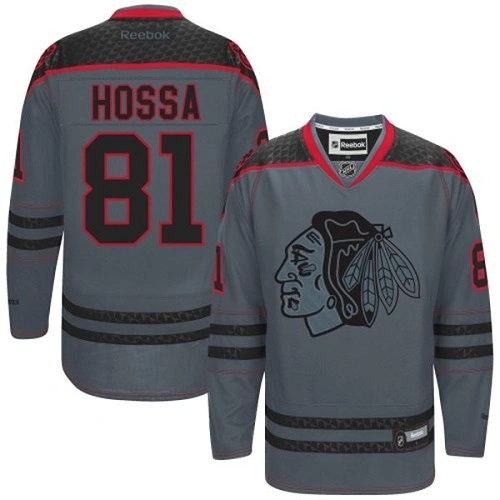 Chicago Blackhawks #81 Marian Hossa Authentic Charcoal Cross Check Fashion Reebok Jersey