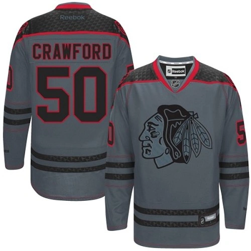 Chicago Blackhawks #50 Corey Crawford Premier Charcoal Cross Check Fashion Reebok Jersey Chicago Blackhawks #50 Corey Crawford Premier Charcoal Cross Check Fashion Reebok Jersey