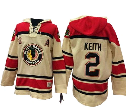  Old Time Hockey Chicago Blackhawks #2 Duncan Keith Premier Cream Sawyer Hooded Sweatshirt 