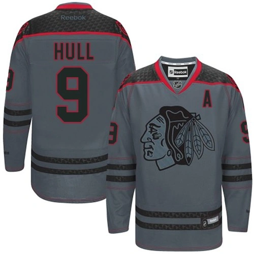 Chicago Blackhawks #9 Bobby Hull Authentic Charcoal Cross Check Fashion Reebok Jersey