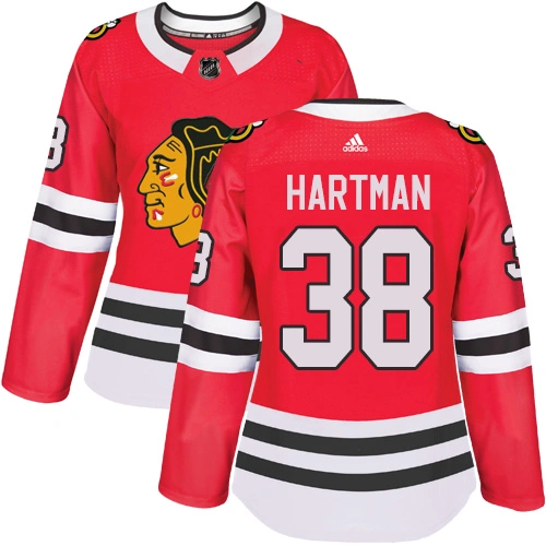 Women's Chicago Blackhawks #38 Ryan Hartman Premier Red Home Adidas Jersey