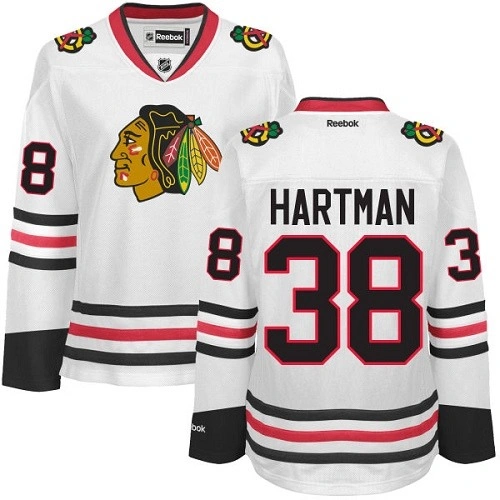 Women's Chicago Blackhawks #38 Ryan Hartman Premier White Away Reebok Jersey