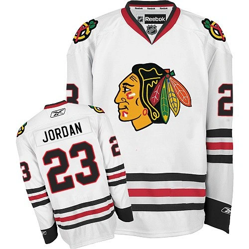 Kid's Chicago Blackhawks #23 Michael Jordan Premier White Away Reebok Jersey