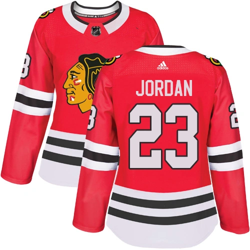 Women's Chicago Blackhawks #23 Michael Jordan Authentic Red Home Adidas Jersey