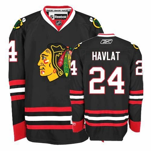 Kid's Chicago Blackhawks #24 Martin Havlat Premier Black Third Reebok Jersey