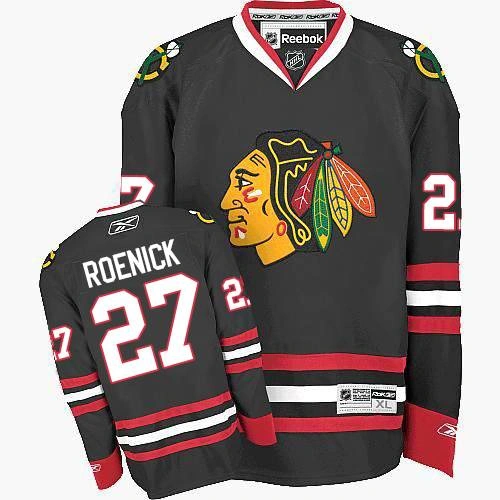 Women's Chicago Blackhawks #27 Jeremy Roenick Premier Black Third Reebok Jersey