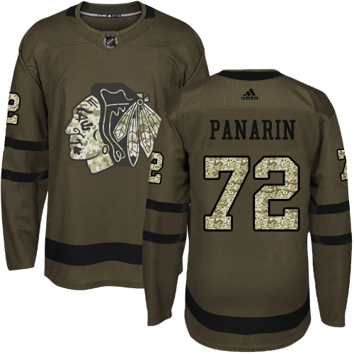 Kid's Chicago Blackhawks #72 Artemi Panarin Premier Green Salute to Service Adidas Jersey