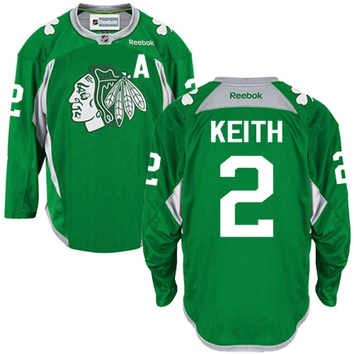 Chicago Blackhawks #2 Duncan Keith Premier Green Practice Reebok Jersey
