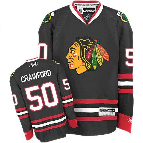 Chicago Blackhawks #50 Corey Crawford Authentic Black Third Reebok Jersey Chicago Blackhawks #50 Corey Crawford Authentic Black Third Reebok Jersey