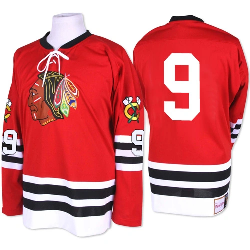 Chicago Blackhawks #9 Bobby Hull Premier Red Mitchell and Ness 1960-61 Throwback Jersey
