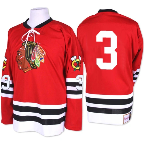 Chicago Blackhawks #3 Keith Magnuson Authentic Red Mitchell and Ness 1960-61 Throwback Jersey